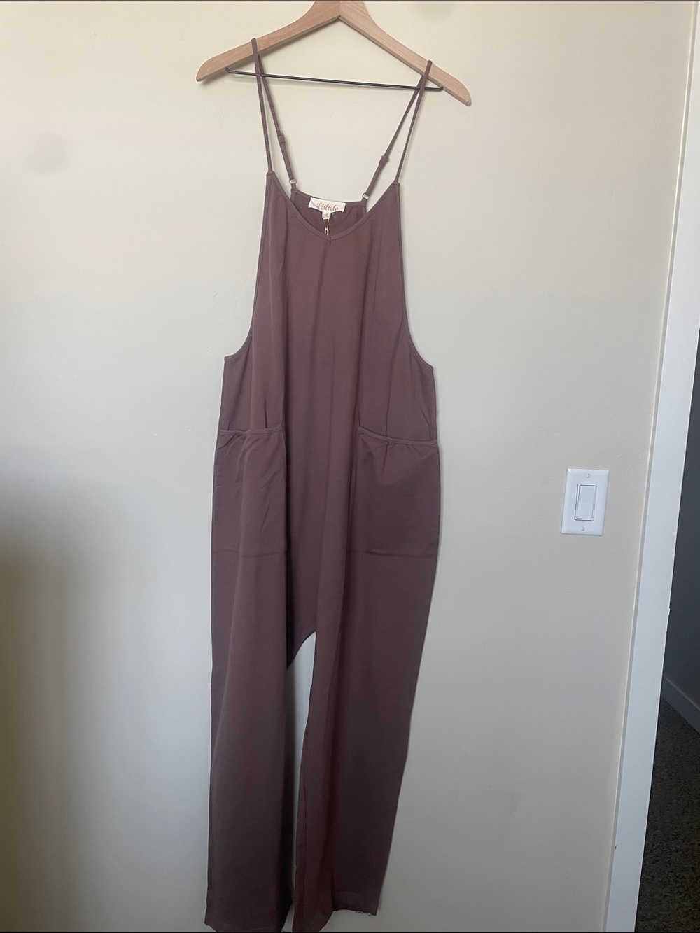 Listicle Brown Relaxed Spaghetti-Strap Jumpsuit